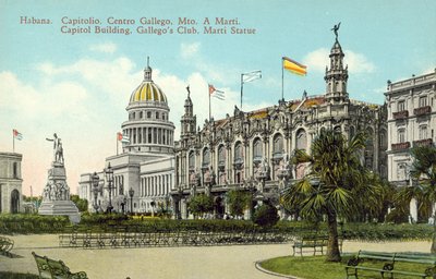 Havana, Cuba, Capitol Building, Gallegos Club, Marti Statue af European Photographer